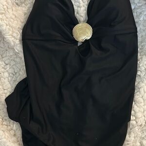 Shade & Shore Black One Piece Swimsuit with Gold Accent